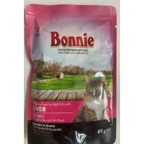 Bonnie Pouch Kuzu Etli Ciğerli Kedi Maması 85 gr