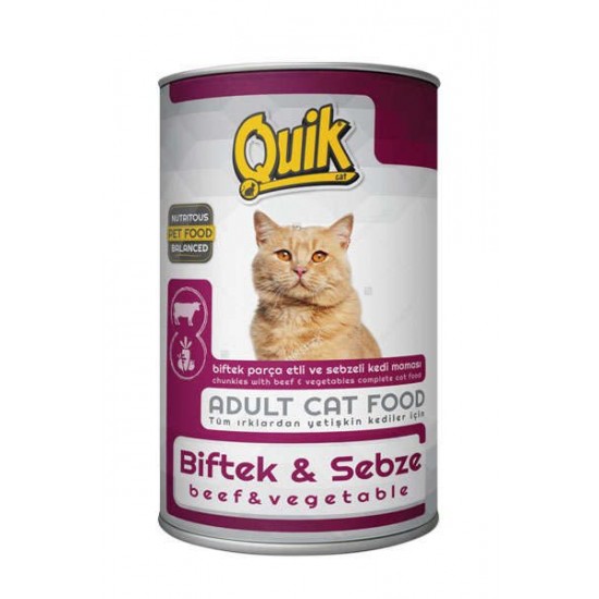 Quik Adult Biftek ve Sebzeli Yetişkin Kedi Konservesi 415 Gr Quik Adult Biftek ve Sebzeli Yetişkin Kedi Konservesi 415 Gr