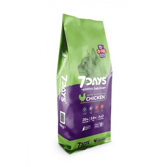Seven Days Tavuklu Yetiskin Kedi Kuru Maması 18 Kg Seven Days Tavuklu Yetiskin Kedi Kuru Maması 18 Kg